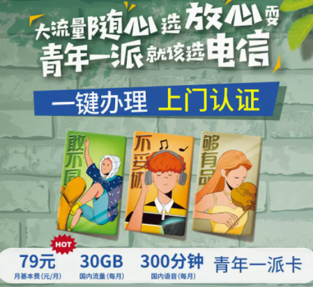 上海电信青年一派卡 4G/5G套餐大流量手机卡上网卡一键预约