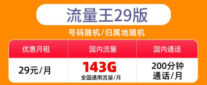 重庆地区可发 联通29元无限流量卡143G套餐介绍 通用纯流量卡