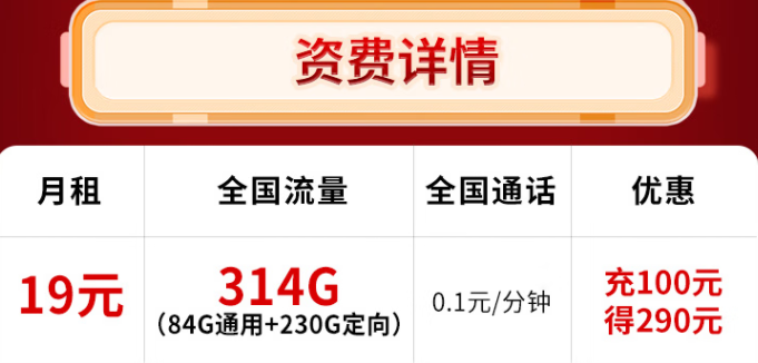 中国电信19元314G超大流量 送90元话费 全国通话0.1元/分钟 惠民行动太暖心