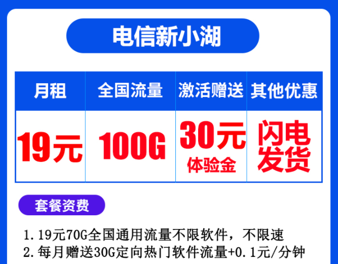 中国电信流量卡套餐推荐 手机电话卡无线不限速全国通用长期卡