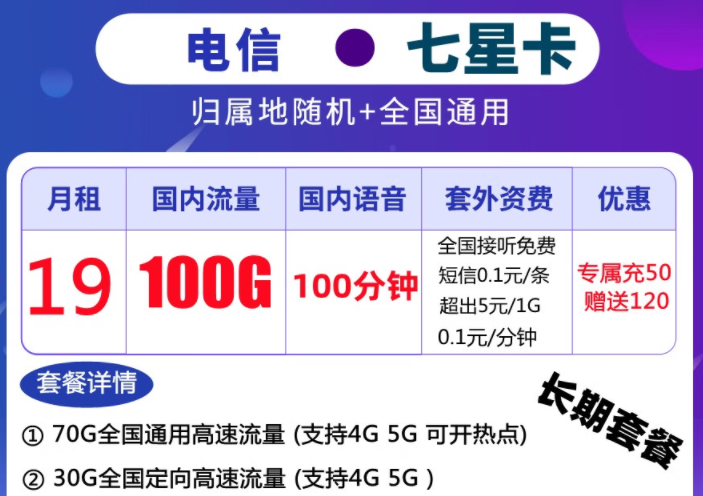 电信卡流量套餐哪个最划算？超值流量卡套餐推荐长期套餐全国通用