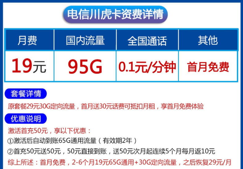 辞旧送吉虎新年迎玉兔 电信虎卡流量套餐全国通用手机流量卡