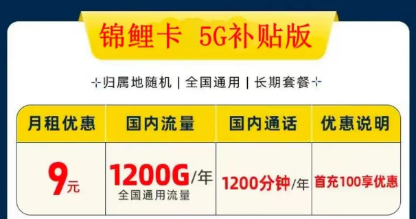 什么样的流量卡套餐值得购买？电信9元锦鲤卡包100G通用+100分钟语音