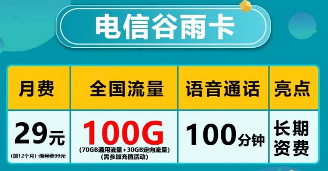 长期能用流量不会变的流量卡来啦！长期"电信谷雨卡"超优惠！