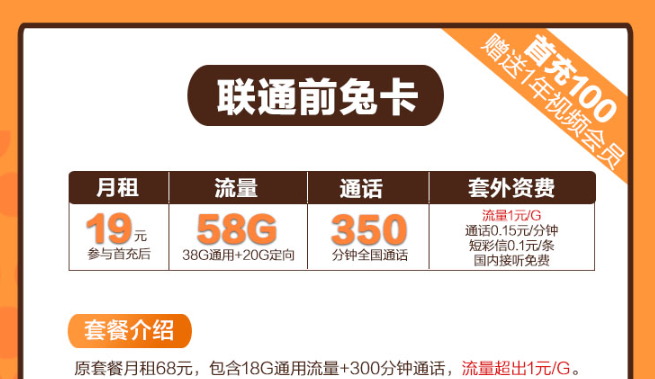 前兔如意卡！29元100G流量卡推荐|联通前兔卡、联通如意卡|免费申请包邮！